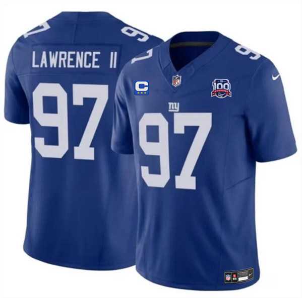 Men & Women & Youth New York Giants #97 Dexter Lawrence II Blue 2024 F.U.S.E. With 3-Star C Patch And 100TH Season Patch Vapor Untouchable Limited Stitched Jersey->new york giants->NFL Jersey
